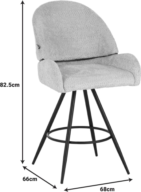 Karrige për bar rrotulluese Morea, ngjyrë bezhë, këmbë metalike të zeza, 68x66x82.5cm