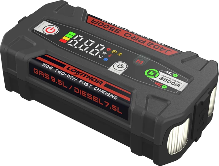 Jump starter Lokithor J402 PRO 88.8Wh 3500A 12V, zi/kuq, set me klema dhe kabllo