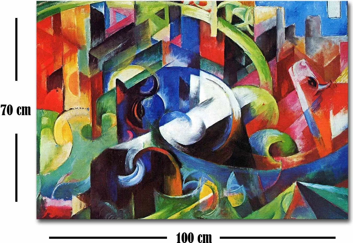 Pikturë dekorative në kanavacë, art i Franz Marc, shumëngjyrëshe, 70x100cm, 70100FAMOUSART-033