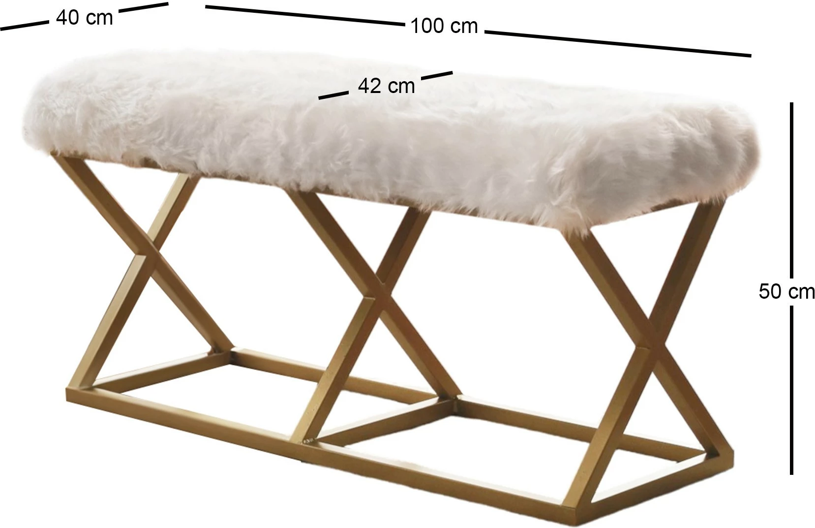 Bankë Atelier del Sofa, pelush Capraz, ngjyrë ari dhe e bardhë
