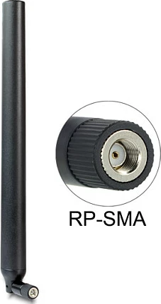 Antena WiFi DeLOCK RP-SMA, 5.5–9 dBi, 2.4/5 GHz, omnidireksionale, e zezë