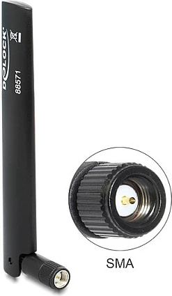 Antenë LTE DeLOCK 88571, RP-SMA Male, 3 dBi, omni, e zezë