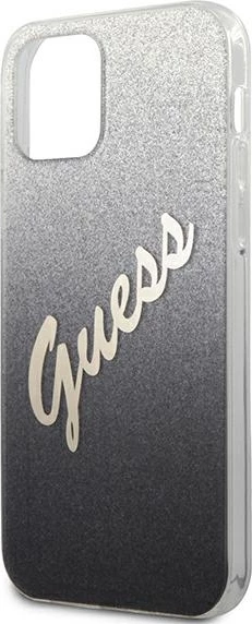 Mbështjellës Guess GUHCP12MPCUGLSBK për iPhone 12/12 Pro 6.1", i fortë, Glitter Gradient, i zi