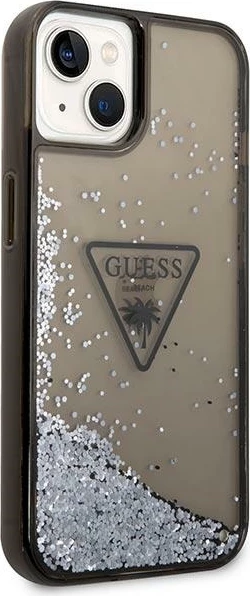 Mbështjellës Guess GUHCP14SLFCTPK për iPhone 14 6.1", Liquid Glitter Palm, i zi
