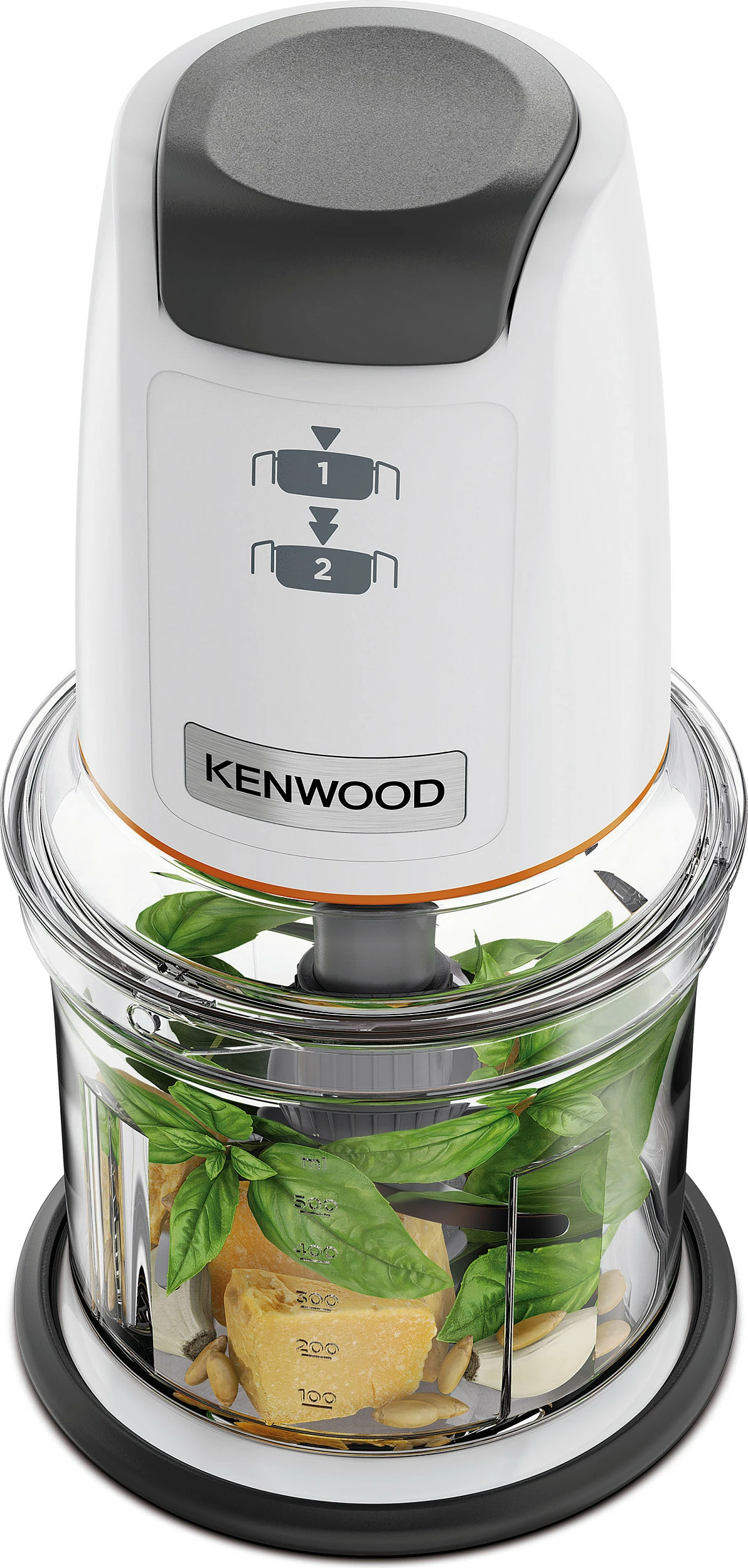 Grirëse elektrike Kenwood CHP61.100WH, 0.5 L, 500 W, 2 shpejtësi, Quad Blade, gri/bardhë