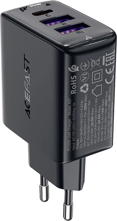 Karikues muri Acefast A57, 35W, 3 porta (2x USB-A + USB-C), GaN, i zi