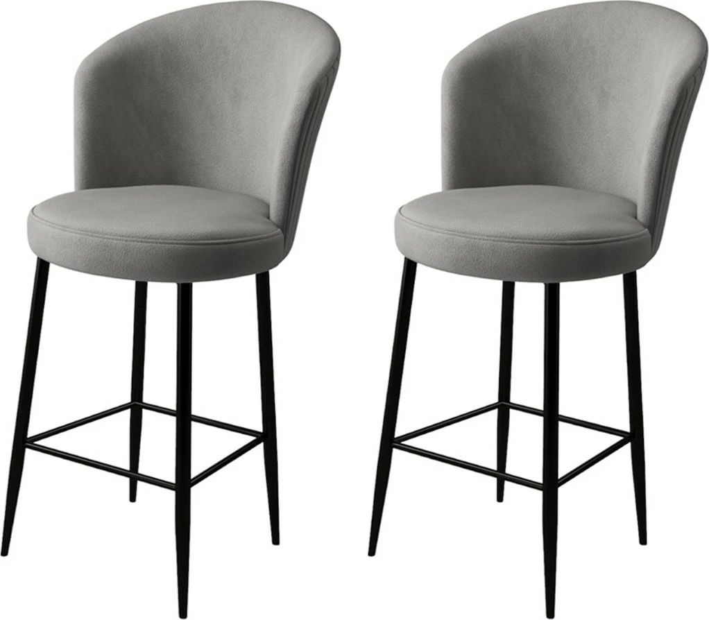 Set karrigesh për bar (2 copë), Hanah Home, Fora, gri, e zezë