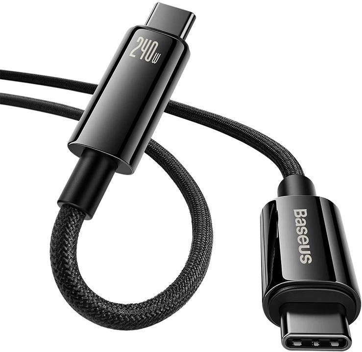 Kabllo USB-C në USB-C Baseus Tungsten Gold, 3m, 240W, e zezë
