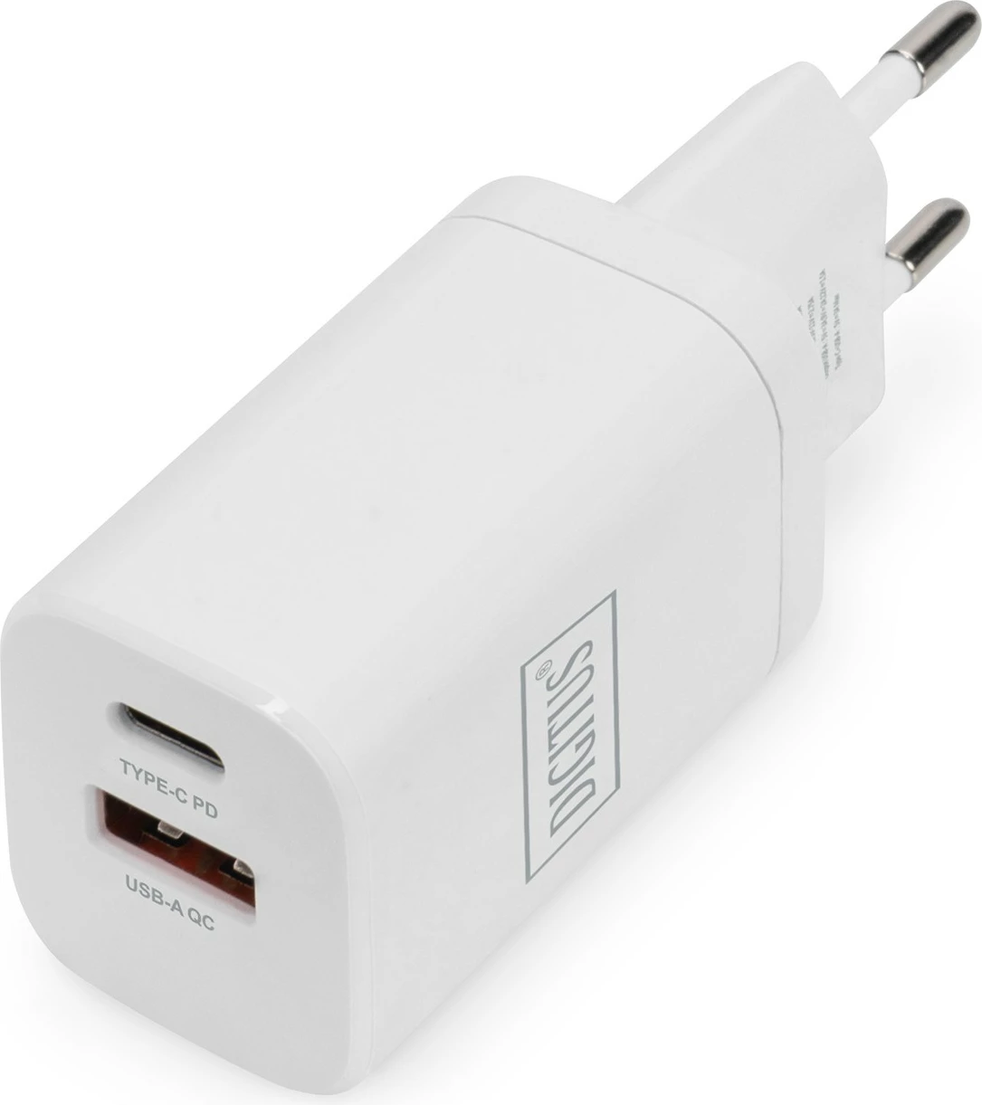 Karikues Digitus 1x USB-A 1x USB-C 30W, QC3.0, i bardhë