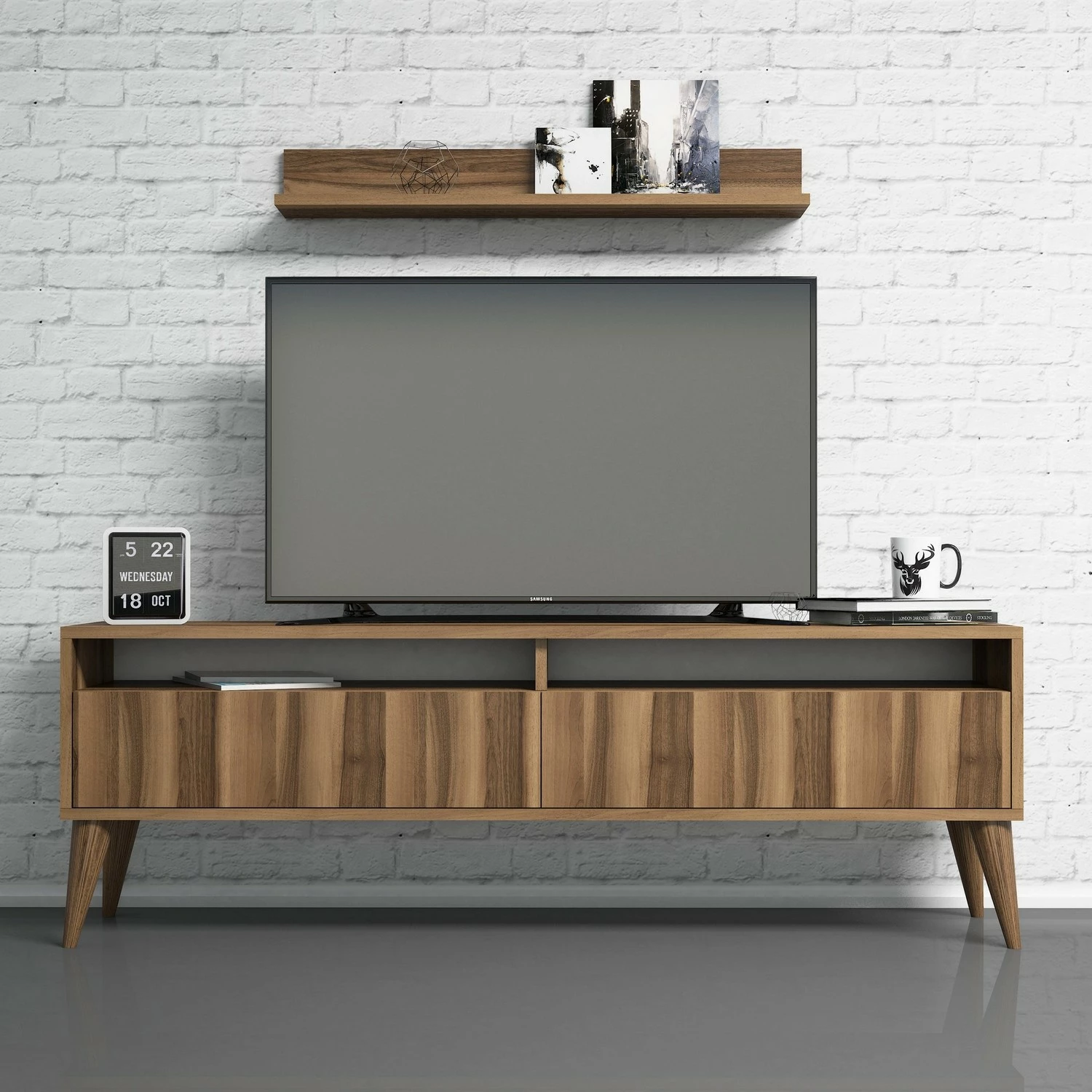 Set mobiljesh për dhomë dite, stil skandinav, ngjyrë arre, Hanah Home, Best