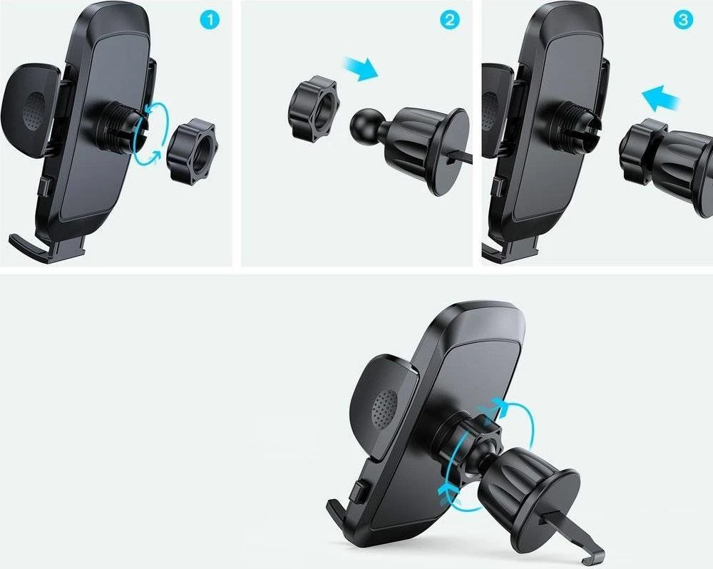 Mbajtës telefoni për veturë Joyroom JR-ZS259, kllamp 4.7-6.9\", rrotullim 360°, i zi, 1 copë