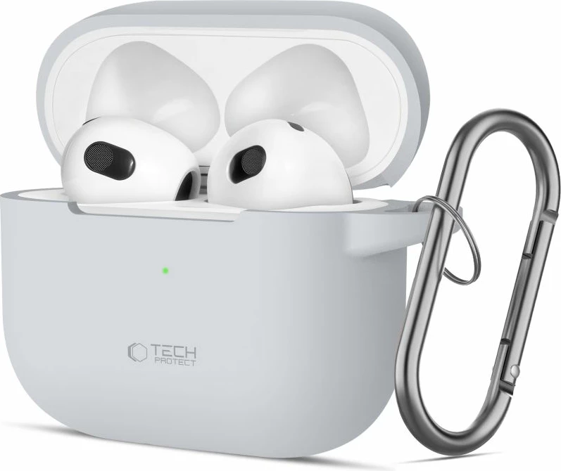 Mbështjellës Tech-Protect për AirPods 3, silikon, me karabiner, Gri