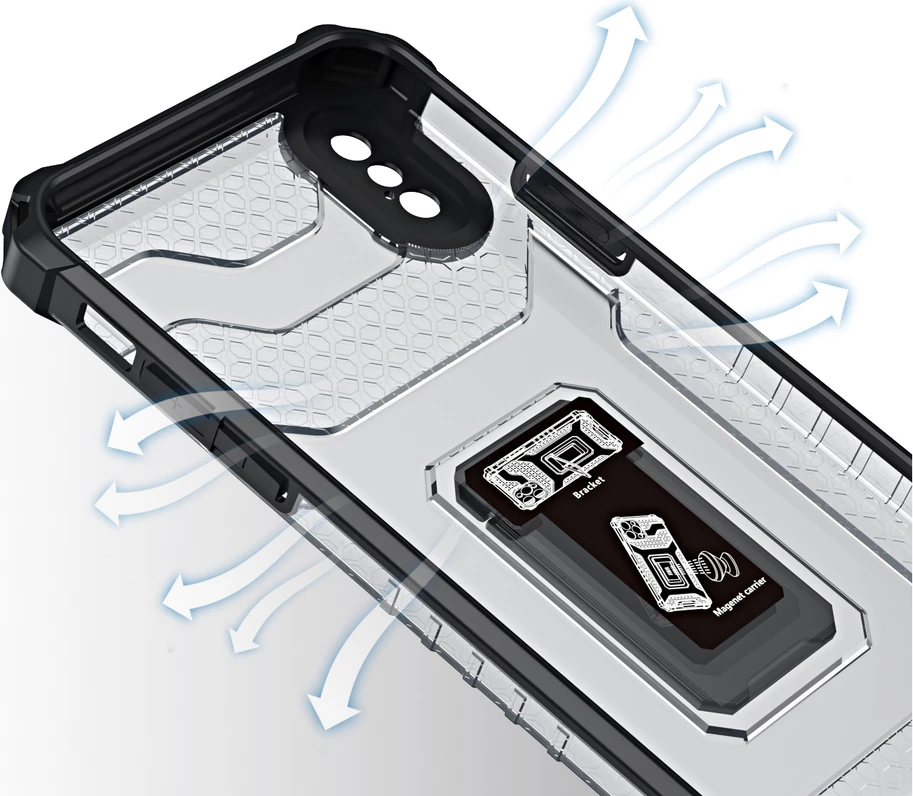 Mbështjellës Hurtel Crystal Ring Case me mbajtëse, për iPhone XS Max, Kuqe