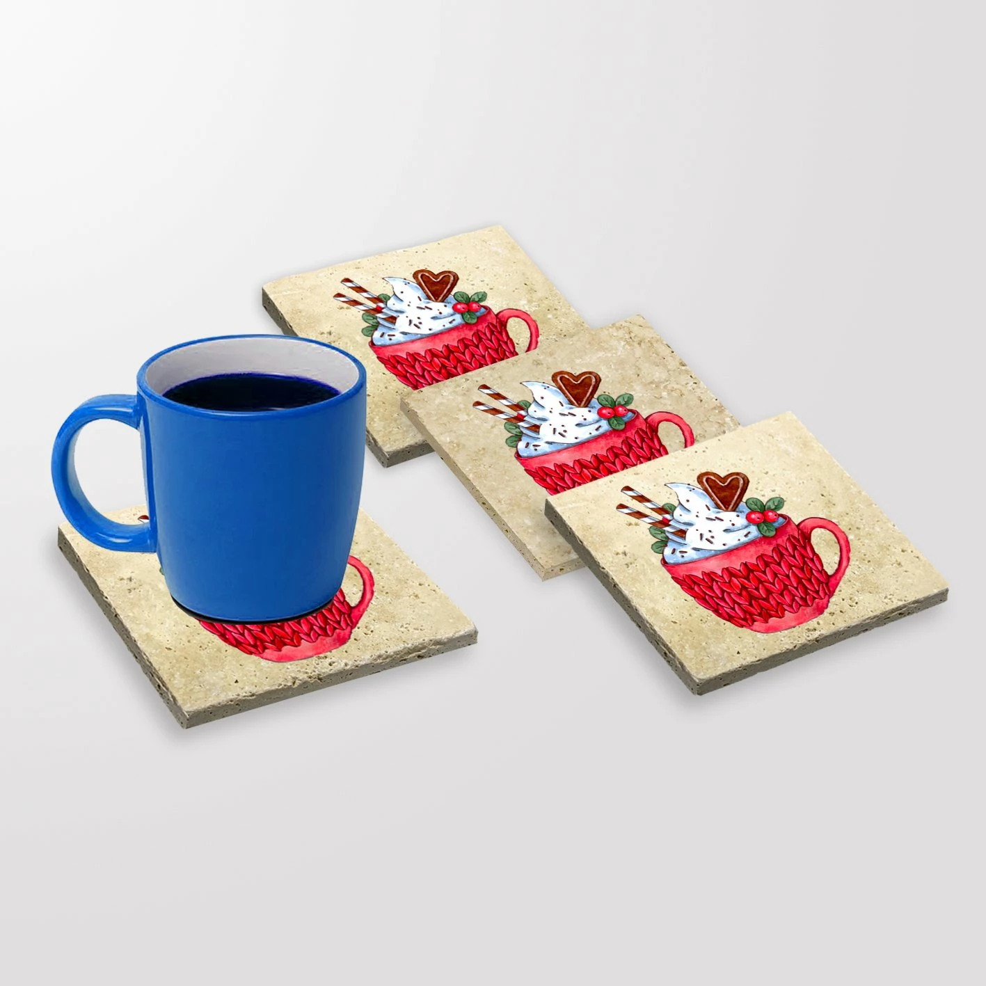 Set nënshimesh prej guri natyral, shumëngjyrëshe, 4 copë, Hermia, TBA4626857