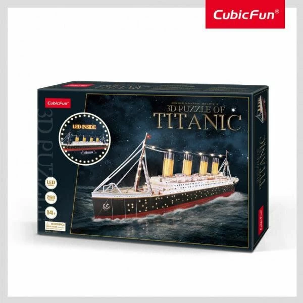 Puzzle 3D LED anije Titanic Cubicfun 20521, 246 copë