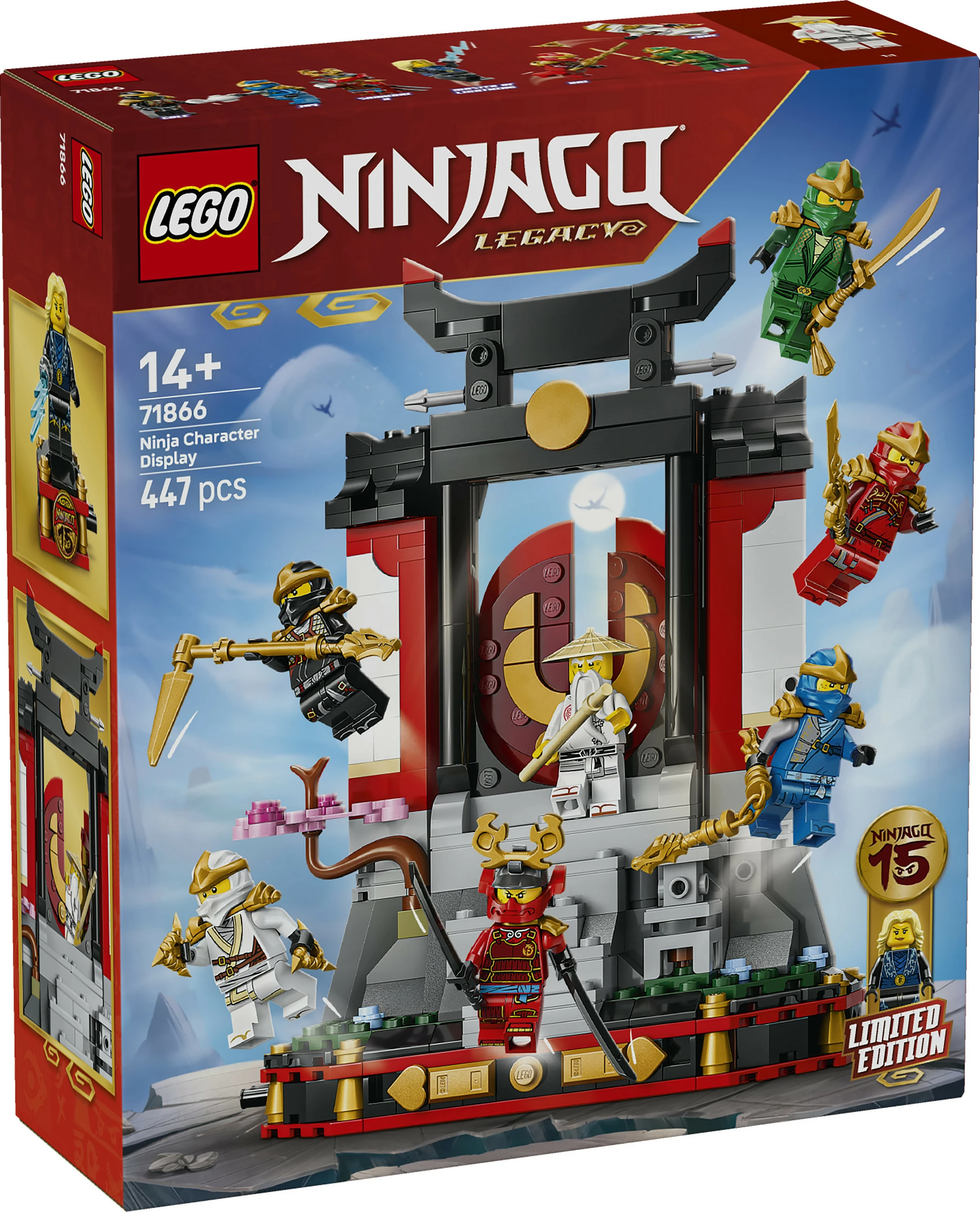 Set ndërtimi LEGO NINJAGO 71866 Ninja Character Display 15th Anniversary, 447 pjesë, 8 minifigura, 14+, multicolor