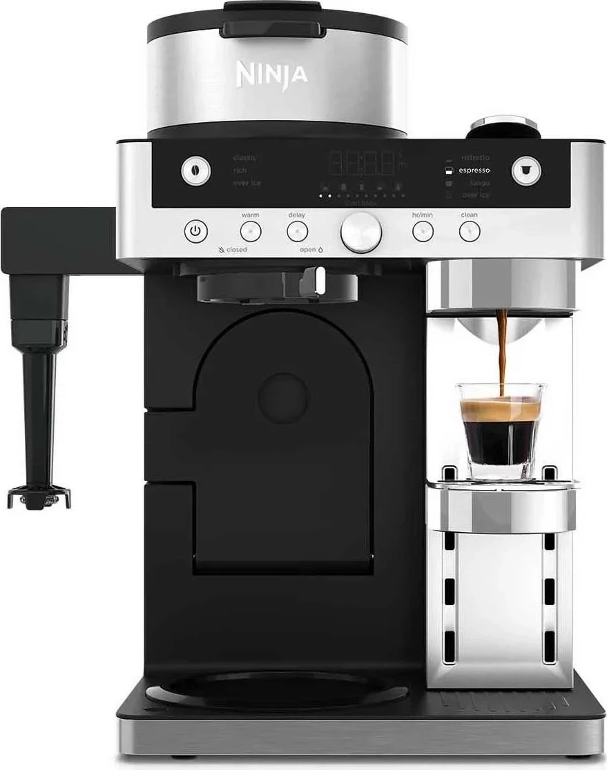 Aparat kafeje Ninja Prestige CFN802EU, 1.8L, 19 bar, kapsula Nespresso/melme, argjendtë