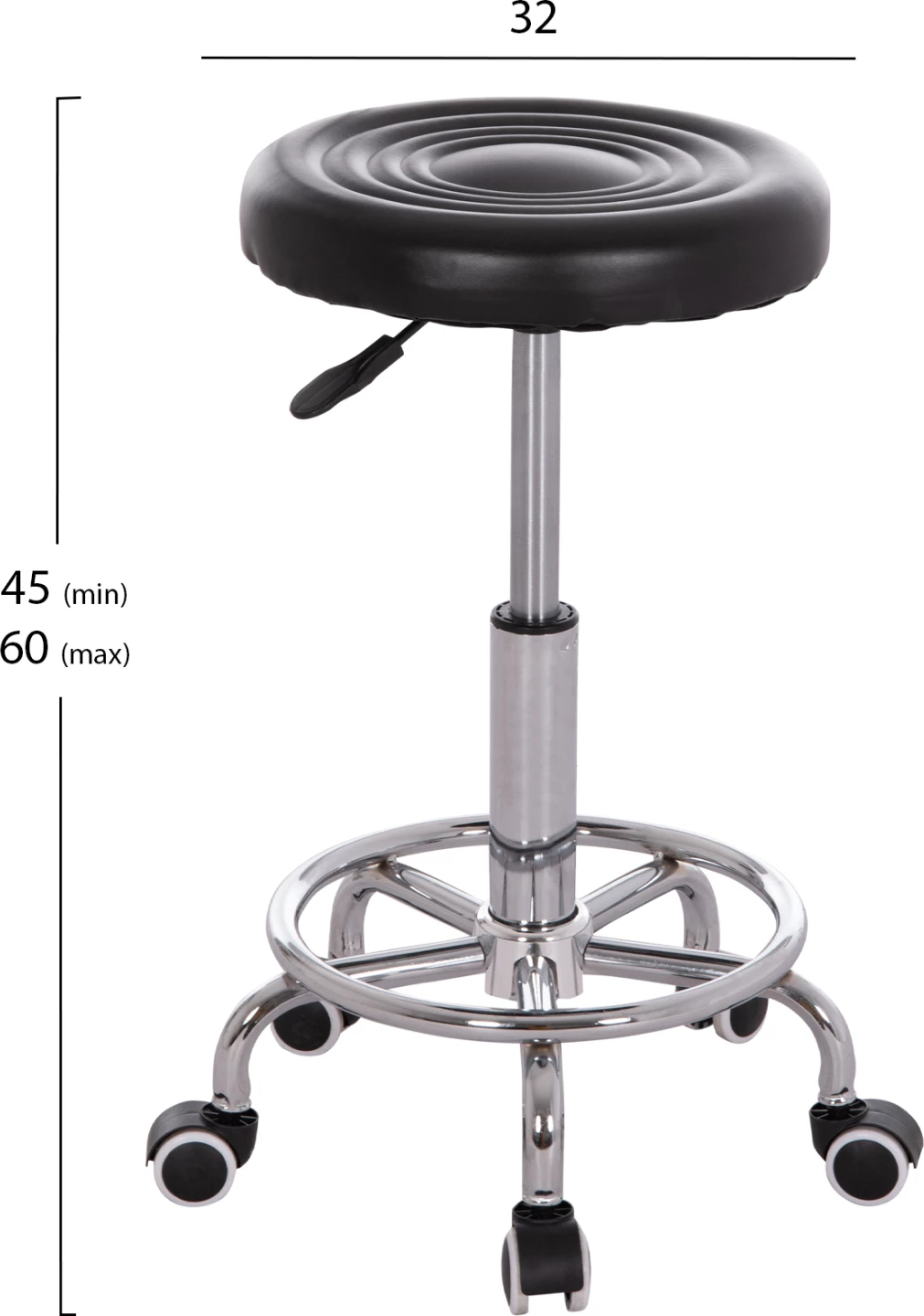 Tabure rrotullues për zyre IRIS, lëkurë artificiale e zezë, set prej 2 copë, FH212.21, Φ32x45-60cm
