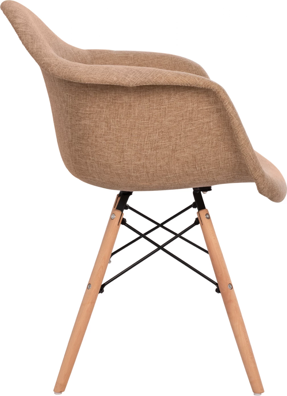 Karrige me krahë, këmbë druri dhe pëlhurë bezhë Mirto FH005.63, 63x57x81 cm, set prej 2 copë