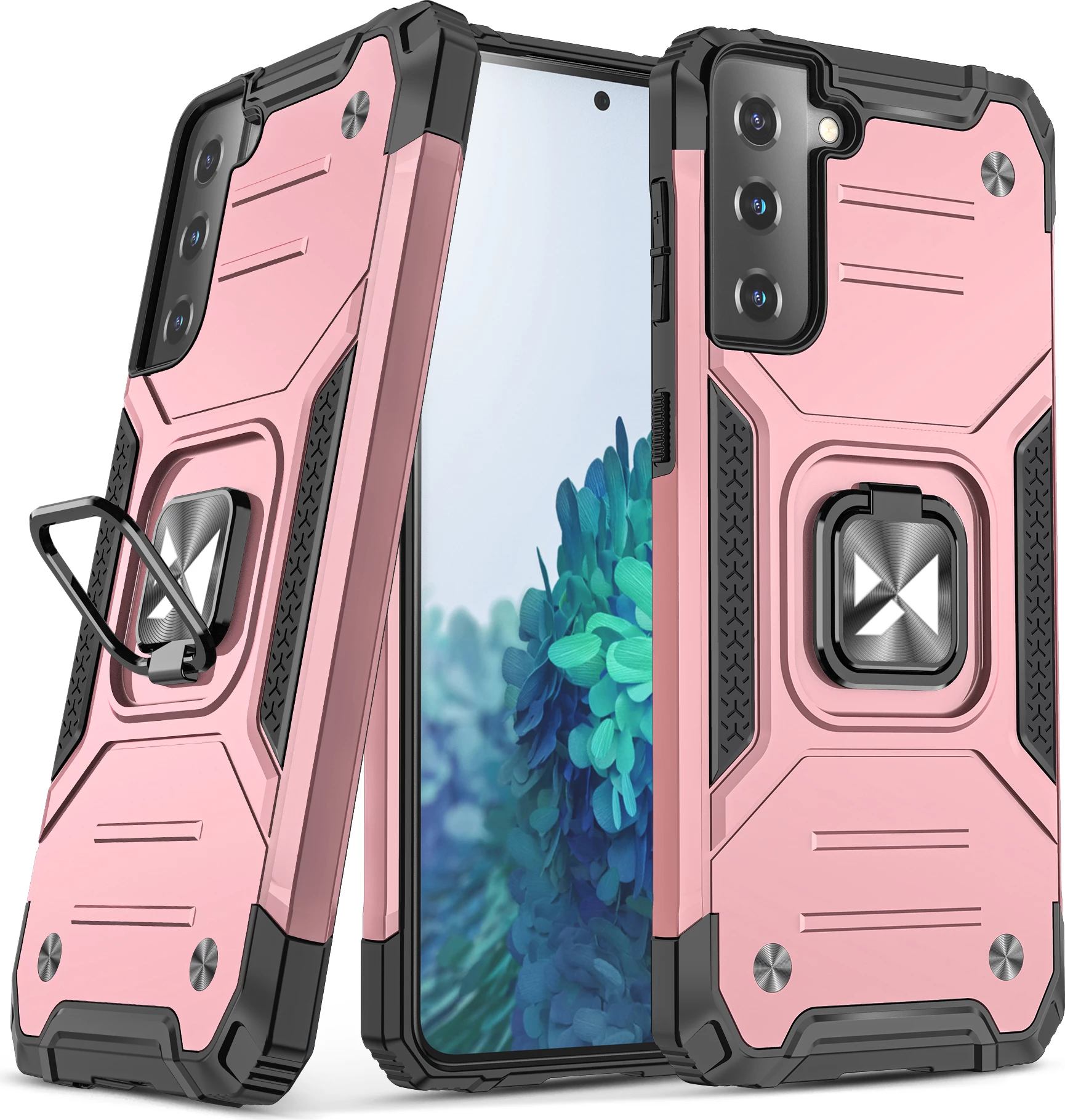 Mbështjellës Wozinsky Ring Armor Tough Hybrid për Samsung Galaxy S22 Plus, me mbajtëse gishti, Rozë