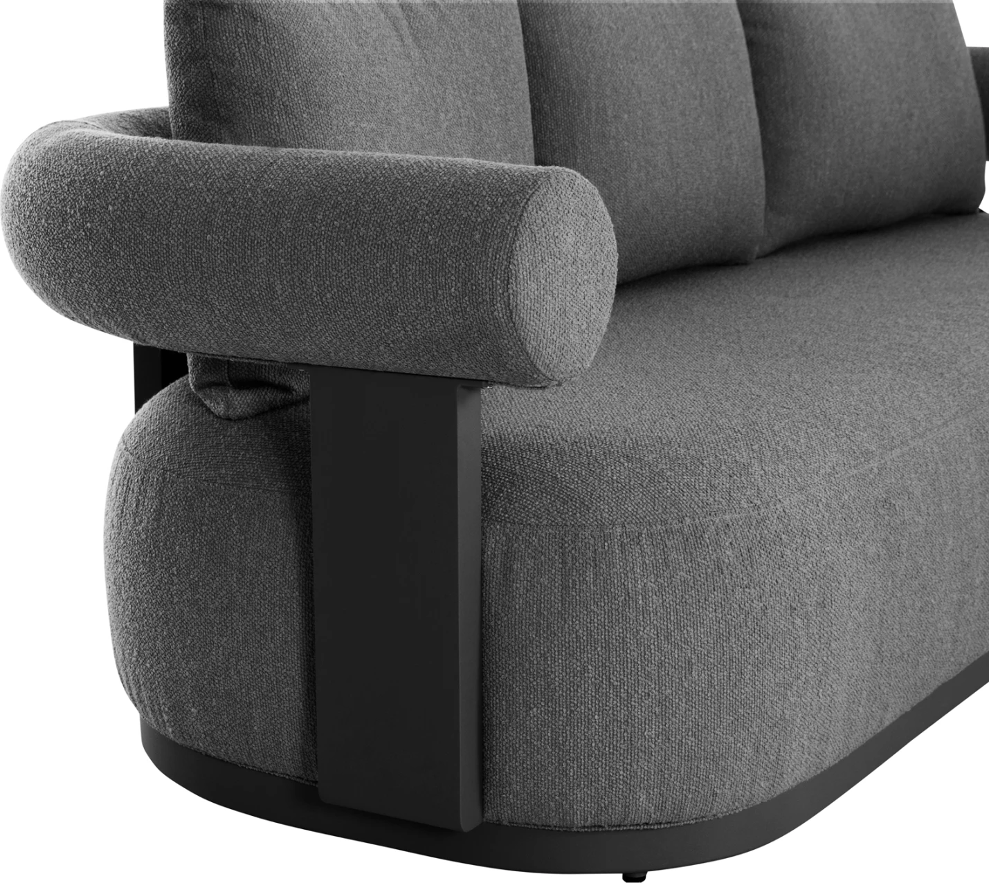 Divan treshe DECCARD CD6462.01, alumin i zi i errët & material tekstili, 230x92x67cm