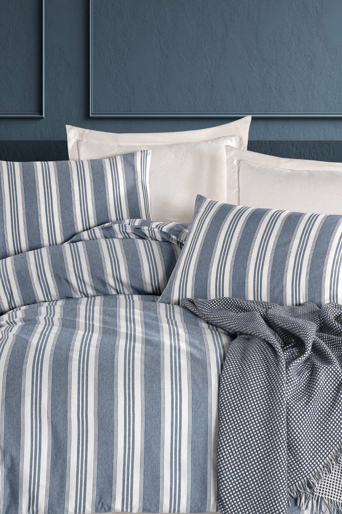 Set mbulesë për jorgan dopio, L'essentiel, Soft Line, ngjyrë navy
