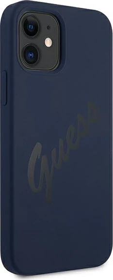 Mbështjellës Guess GUHCP12SLSVSBL për iPhone 12 mini 5.4\", hardcase TPU/silikon, Script Vintage, blu