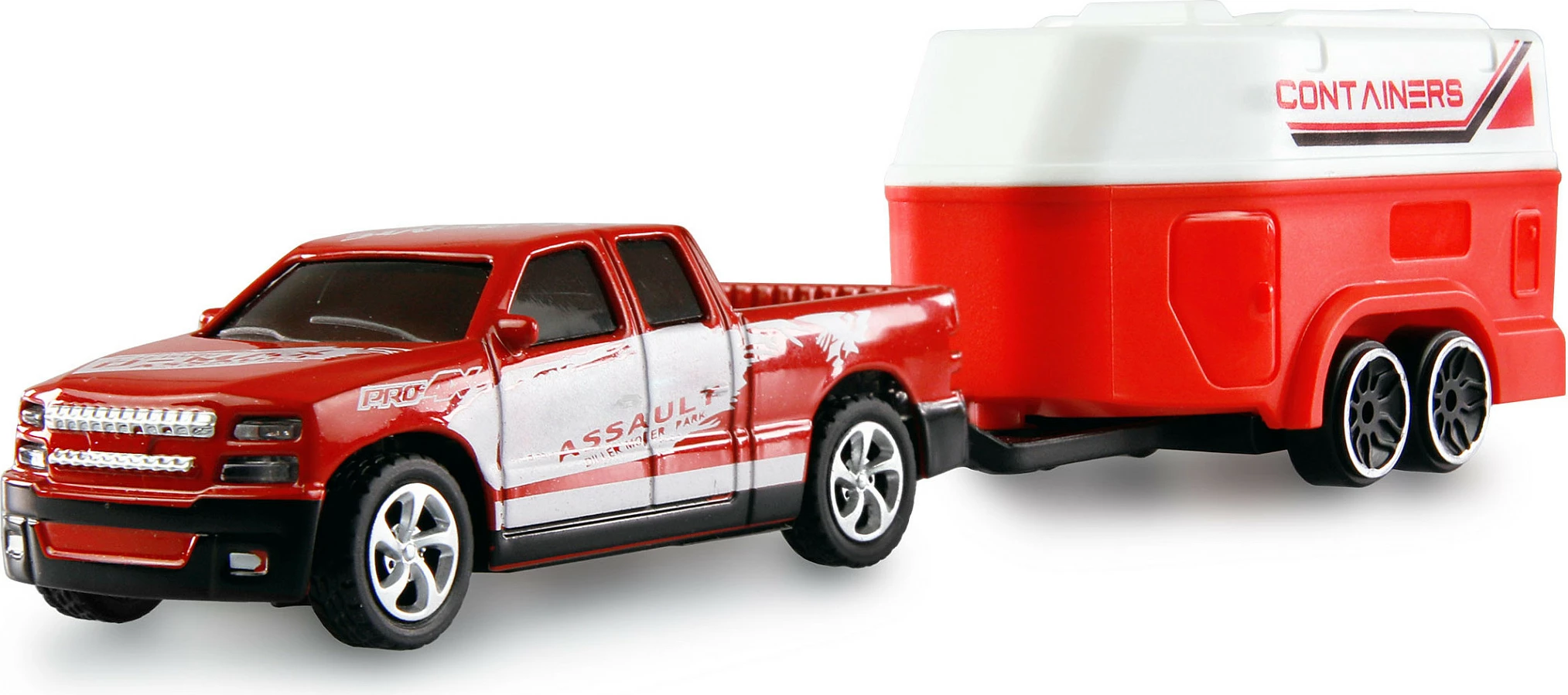 Makina RC AMEWI Pickup me karavan 1:64 RTR, 2.4GHz, e kuqe/bardhë