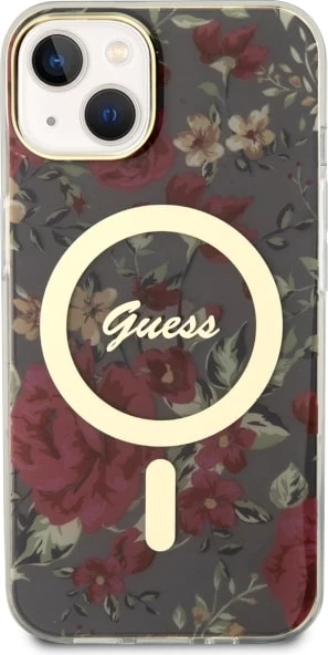 Mbështjellës Guess Flower MagSafe për iPhone 14, Gjelbër