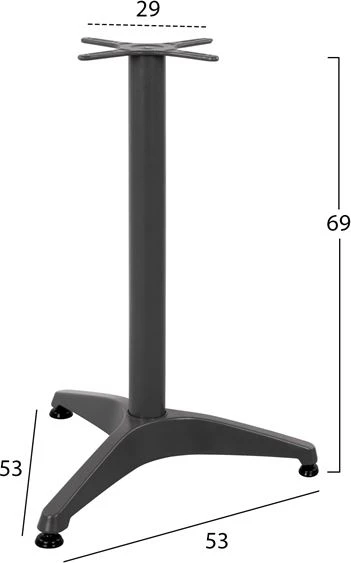 Bazë alumini 3 këmbë 53x53x69 me kryq 29x29 FH449