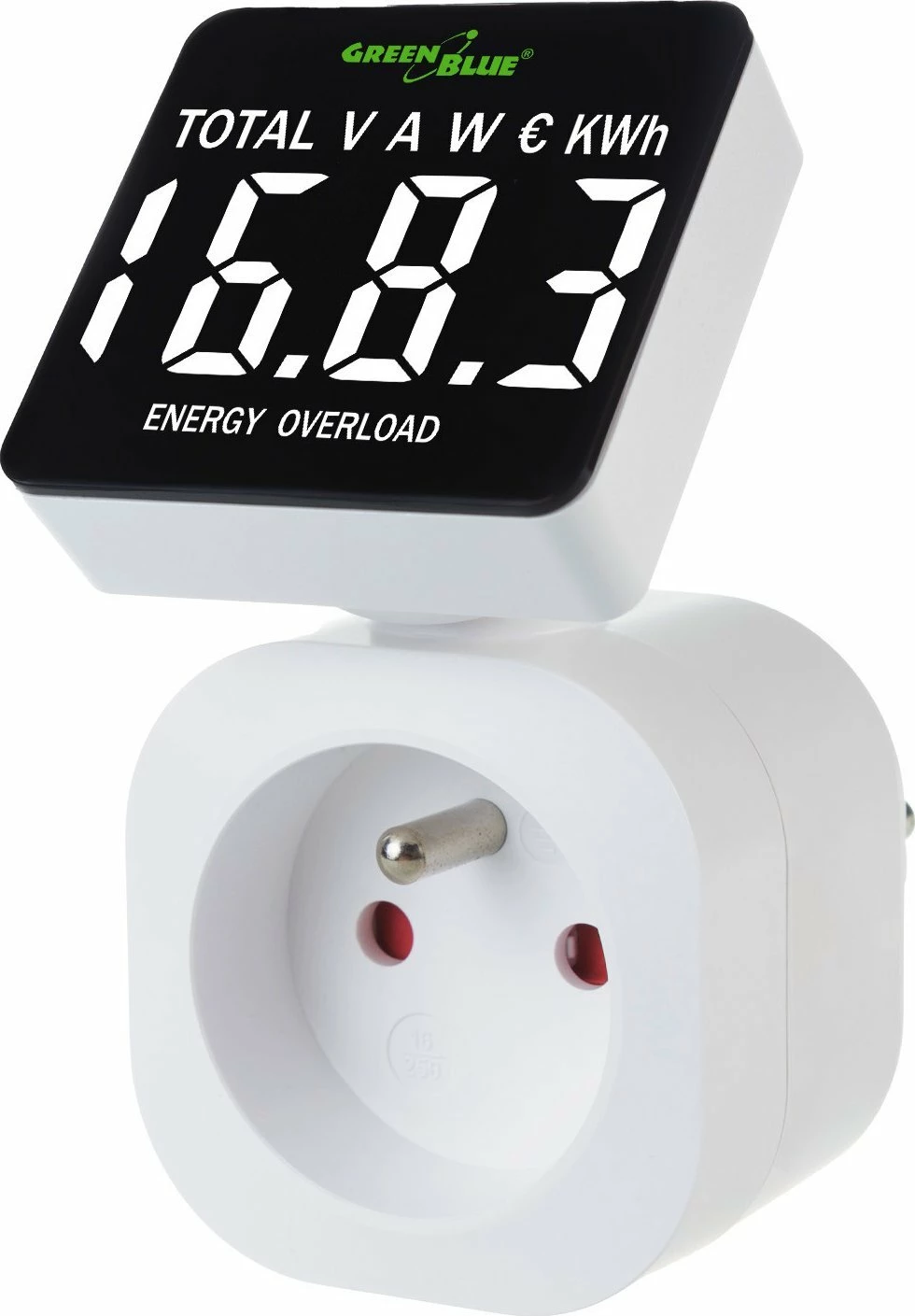 Matës energjie (wattmetër) GreenBlue GB620 E, 16A, max 3680W, me memorie, i bardhë
