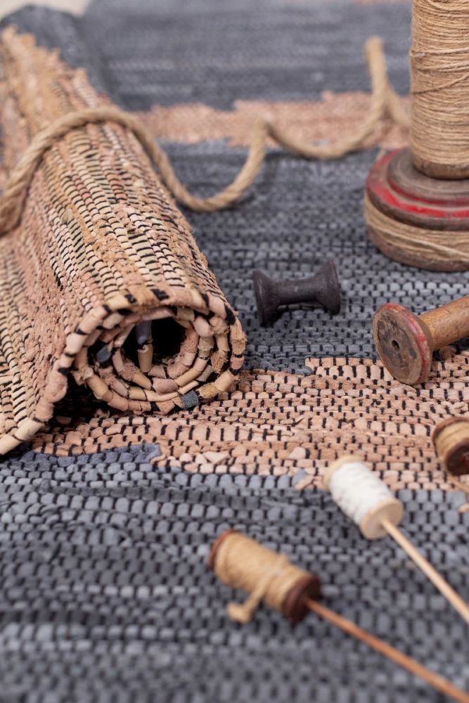 Qilim korridori Fume, lëkurë, gri-bezhë, 70x150cm