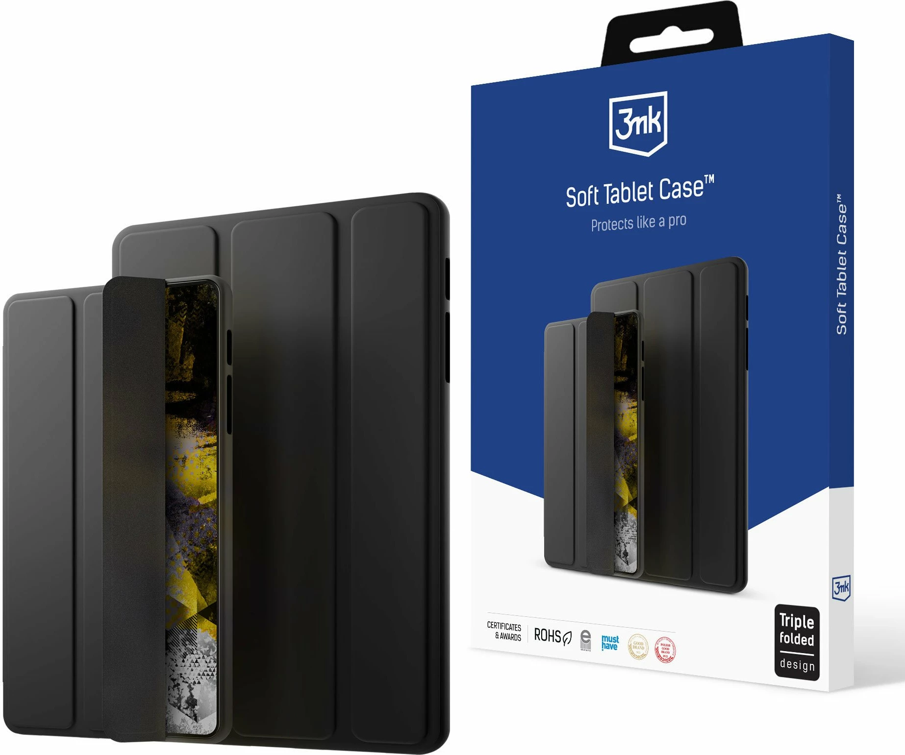 Këllëf tableti 3MK Soft Tablet Case për Apple iPad Air 11 (M2/M3), flip, tri-fold, TPU/mikrofibër, me Wake/Sleep, me vend për Pencil, i zi