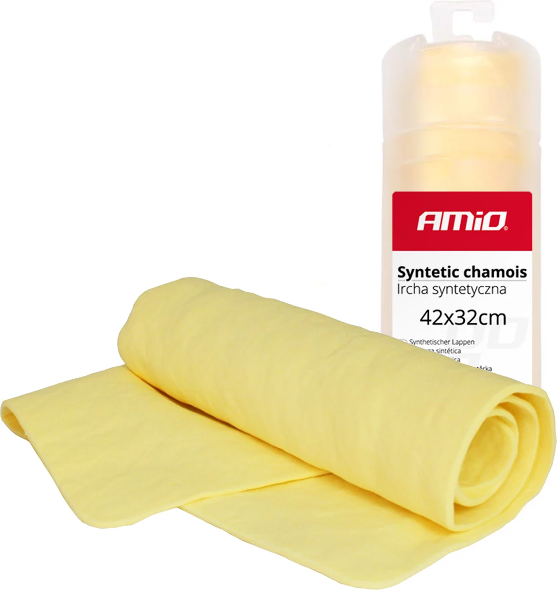 Lëkurë sintetike për tharje (Chamois) – 42x32 cm, paketim në tub Cwash-04