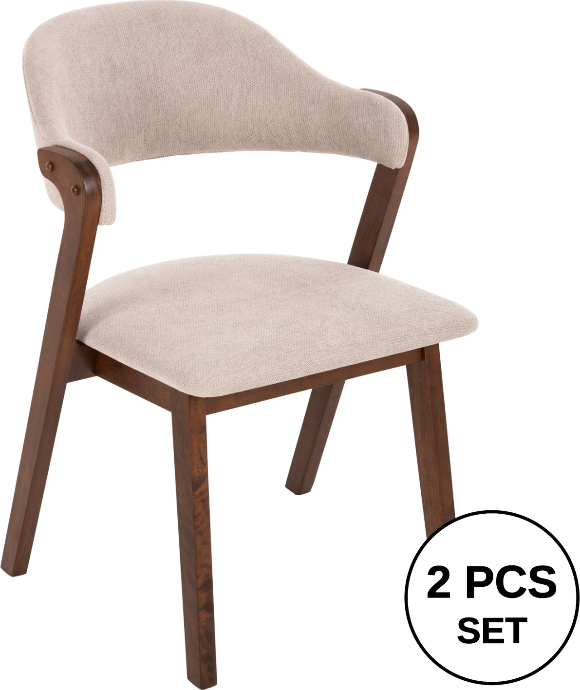 Karrige për ngrënie RIDER FH9734.02 dru gome ngjyrë arre-stof ecru 59x59x83Hcm., set prej 2 copë