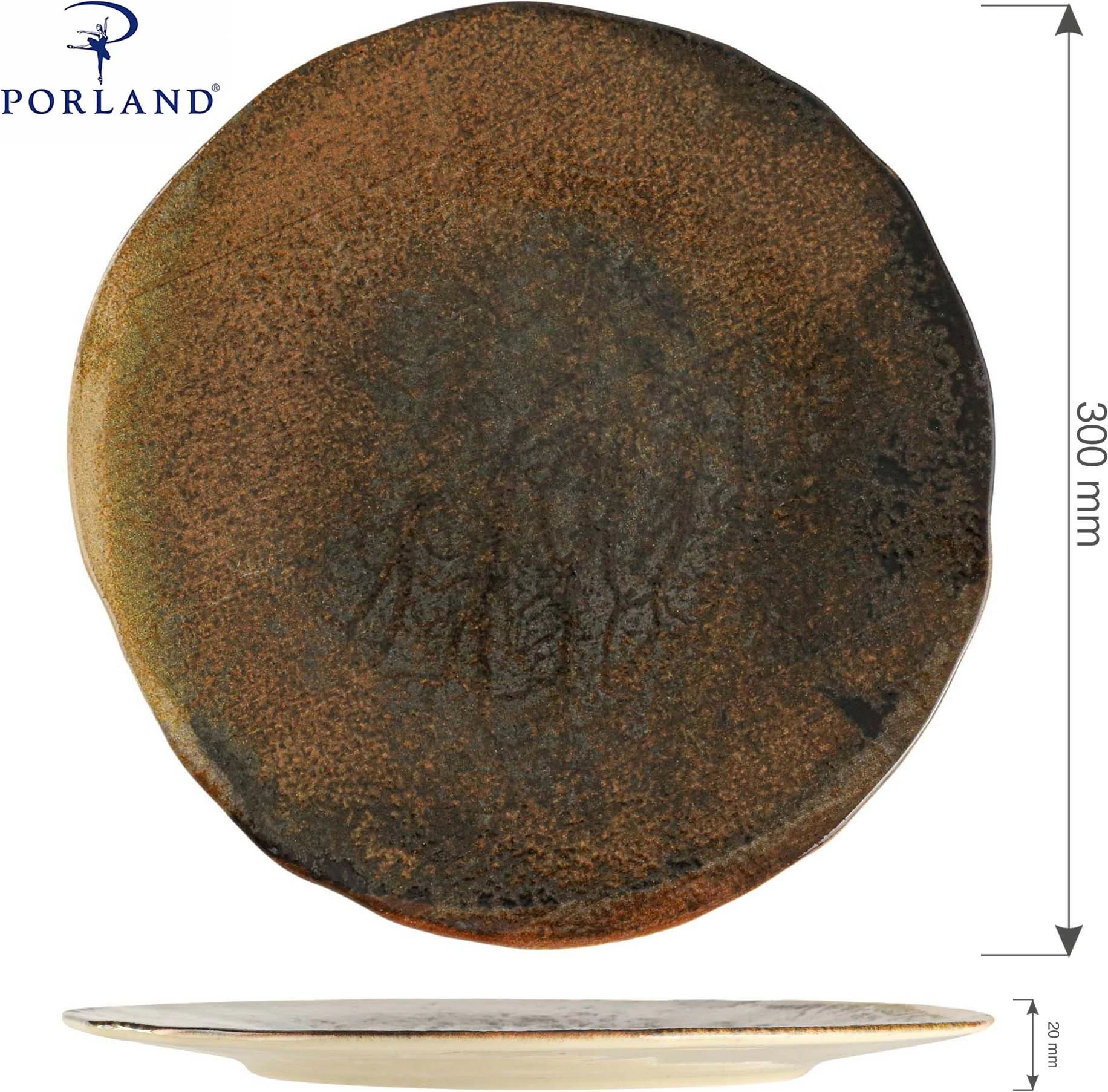 Pjatë prezantuese Porland Genesis 300 mm, kafe, set 6 copë