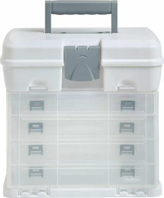 Kuti portative me sirtarë VonHaus 3515229, 2-në-1, 4 sirtarë të heqshëm me ndarëse, me kyç sigurie, e bardhë