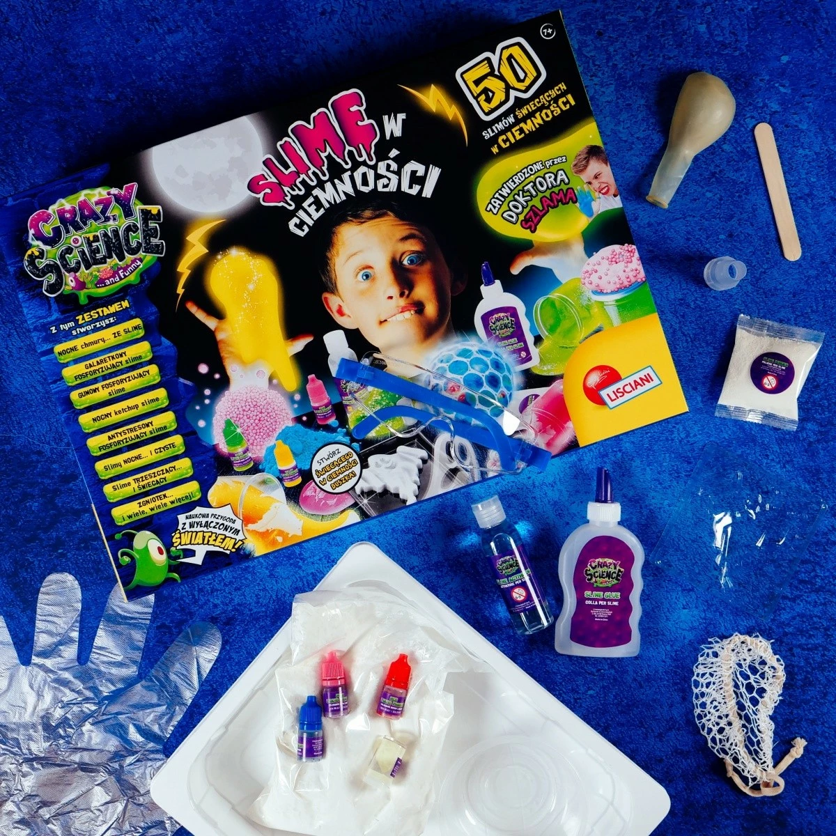 Set shkencor për slime që ndriçon, Lisciani Crazy Science, 304-PL89239, me aksesorë të ndryshëm