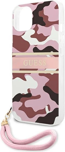 Mbështjellës Guess GUHCP13SKCABPI për iPhone 13 mini 5.4", Camo Strap, Rozë