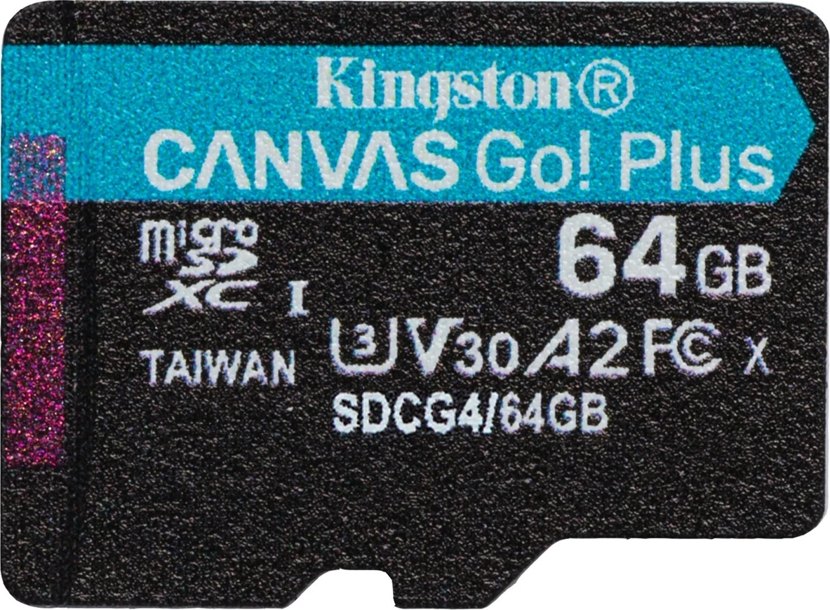 Kartelë microSDXC Kingston Canvas Go Plus 64GB me adapter, e zezë
