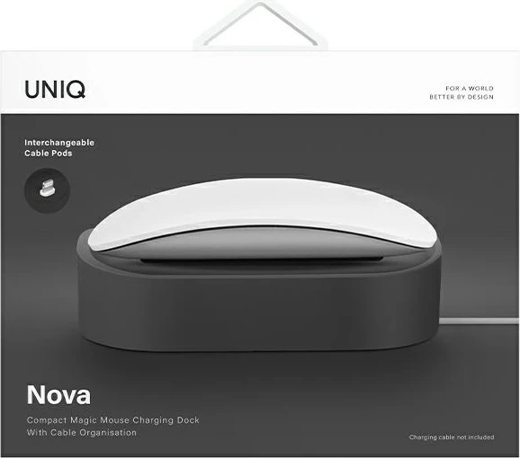 Stacion karikimi UNIQ Nova për Magic Mouse/AirPods, Gri e errët