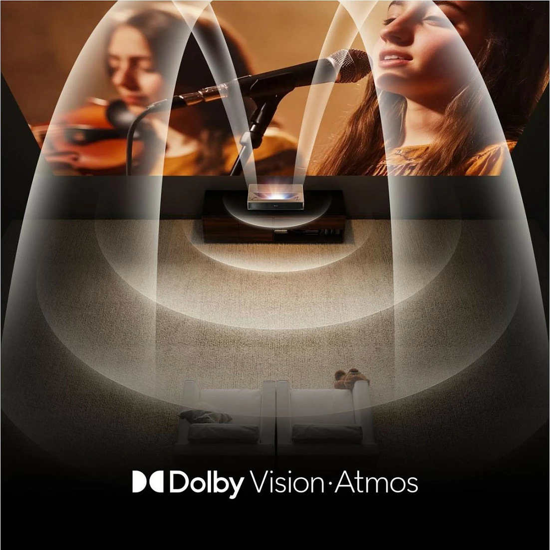 Projektor laser Hisense PT1, 4K UHD, Smart VIDAA, HDR, Dolby Atmos, HDMI 2.1, WiFi, 80-150", ngjyrë e zezë me bronz