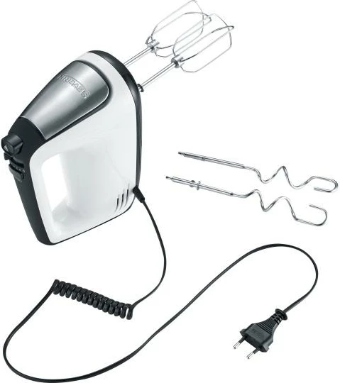 Mikser dore Severin HM 3830, 5 shpejtësi, turbo, sete rrahës + grepë brumi, inoks, bardh e zi