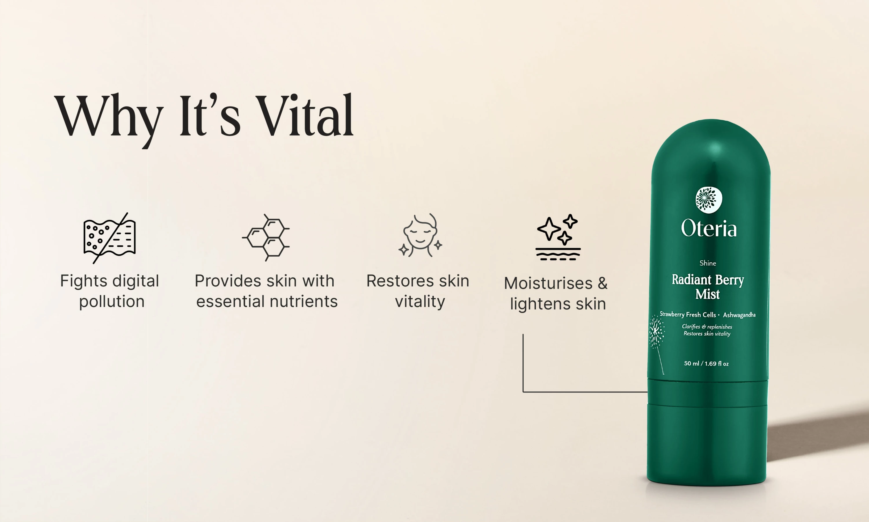 Sprej për fytyrë Oteria Radiant Berry Mist, 50ml