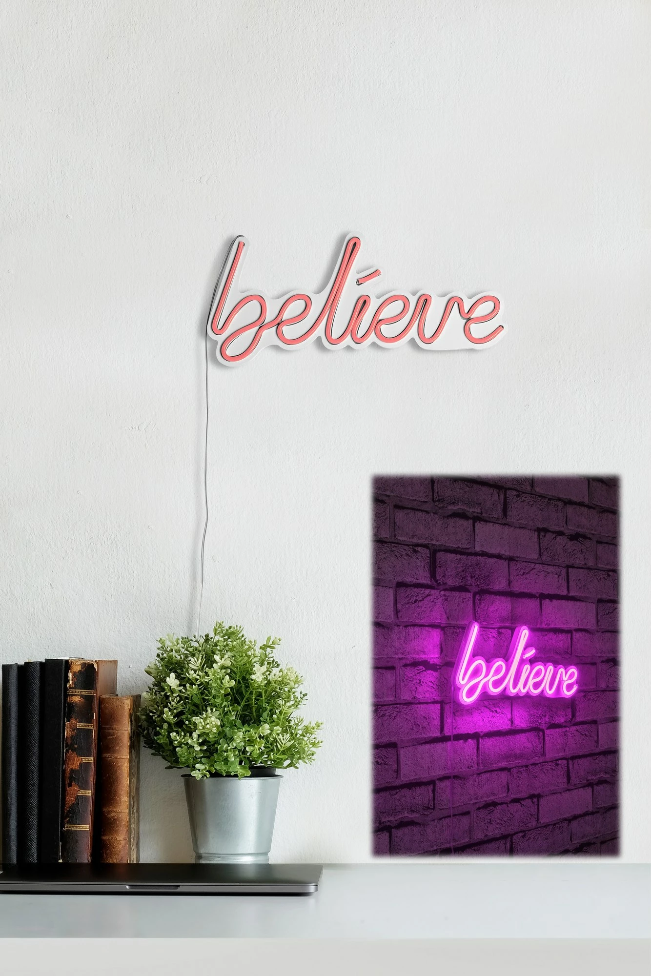 Dritë dekorative LED plastike, 'Believe', ngjyrë rozë
