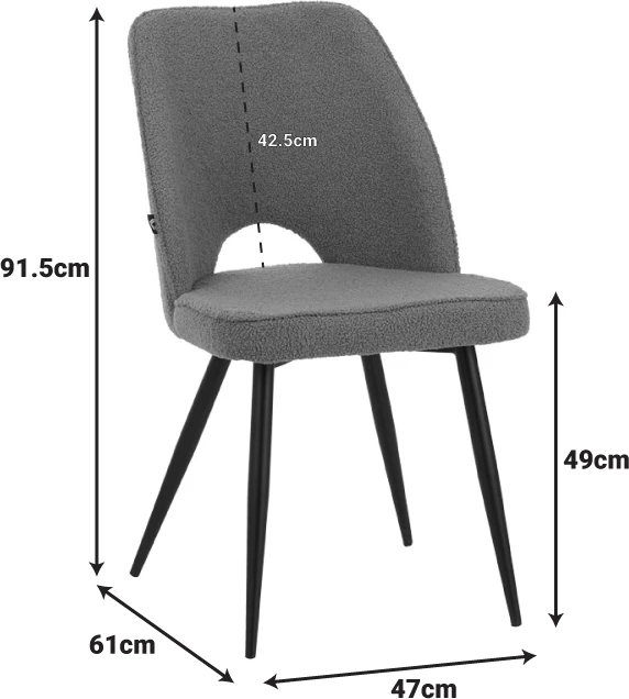 Tavolinë me karrige Gustas-Renish, 7 copë, mermer gri, bouclé gri, 160x80x75cm