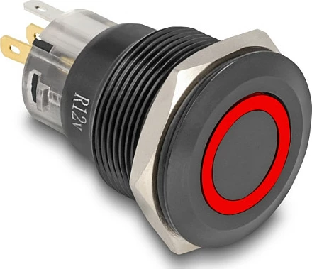 Switch pushbutton DeLOCK 22015, 22 mm, IP65, me LED, 250 V/2 A, zi/kuqe