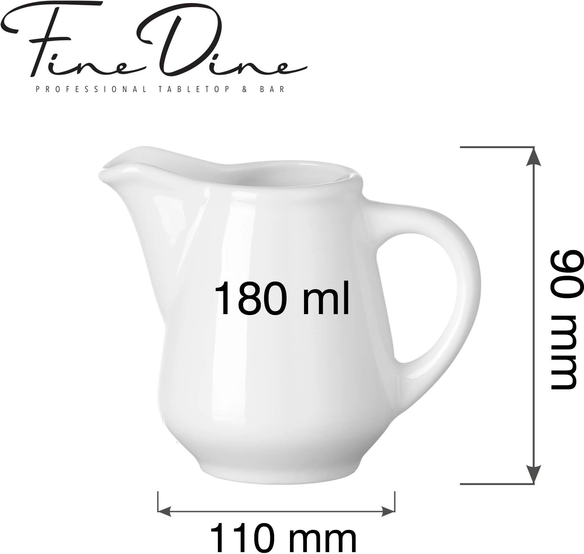 Kanarçe qumështi Fine Dine Pure Bianco 180 ml, e bardhë, set 6 copë
