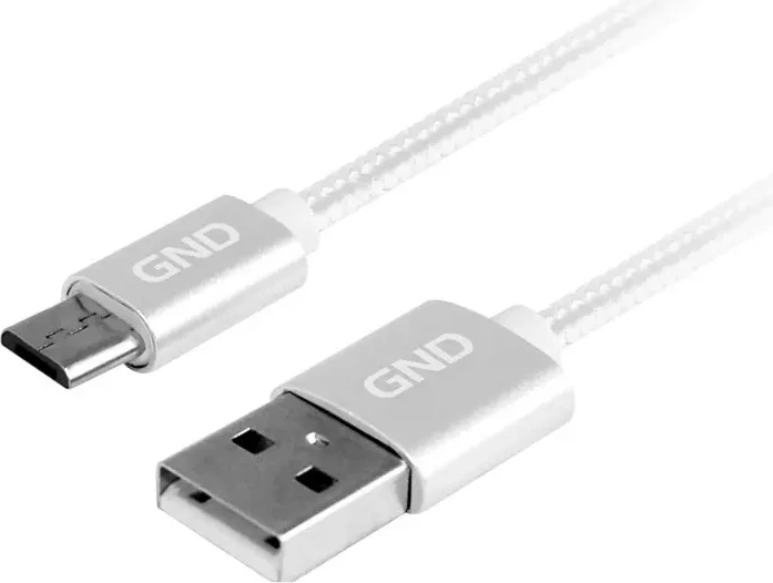 Kabllo Usb GND GNDMICUSB200MM05 (Bardhë, 1m)