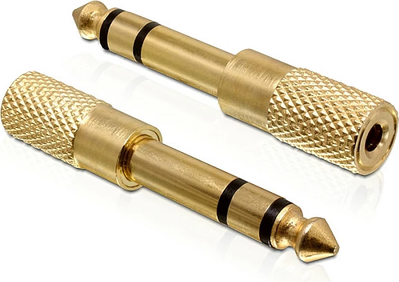 Adapter audio DeLOCK 65361, 6.35mm mashkull në 3.5mm femër, i artë